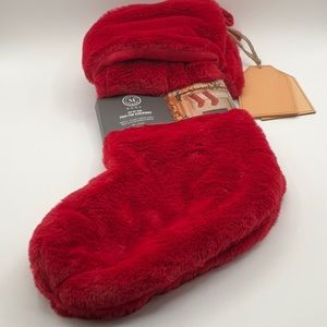 2023 Martha Stewart Faux Fur red Plush Christmas Stocking 22” set of 2 New